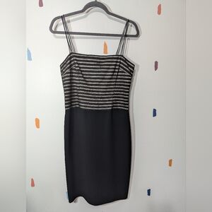 Maggy London Black and Nude Sleeveless Mini Dress